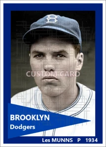 Les Munns - 1934 Brooklyn Dodgers - 2.5 x 3.5 custom card (blank back) - Picture 1 of 1