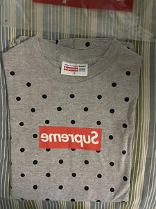 Comme Des Garçons SHIRT Supreme Box Logo Tee Grey Size Small Cdg Polka Dot RARE - Picture 1 of 7