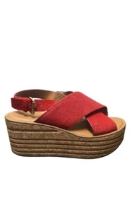 Sandalias Franco Sarto Plataforma Cuñas Tacones Rojo Talla 9 ($) - Imagen 1 de 14