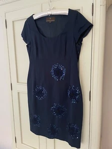 Fenn Wright Manson Dress Navy with Embelishments - Size 14 - Picture 1 of 8