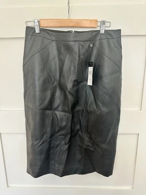 Falda lápiz BCBGMaxAzria negra "Natalie" imitación cuero - Talla M - Nueva con etiquetas   Foto 1 de 4