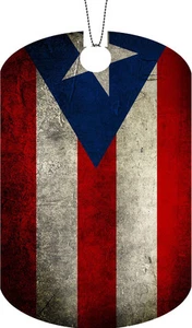 Puerto Rico Flag Adult Dog Tag Chain Necklace Dirty Patriotic Version - Picture 1 of 1