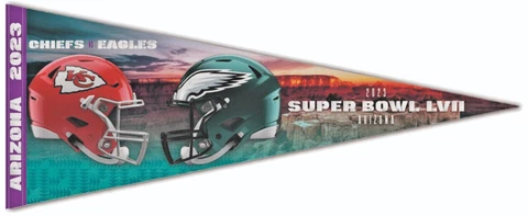 PHILADELPHIA EAGLES KANSAS CITY CHIEFS SUPER BOWL LVII DUELING PREMIUM PENNANT Cover