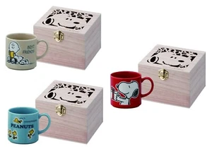 YAMAKA PEANUTS Snoopy Mug Cup Wooden Box Select Pattern RED BEIGE LIGHT BLUE JPN - Picture 1 of 10