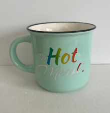 Coffee Theme~ Hot Mess Custom Pastel Blue/Teal Ceramic Coffee Cafe Mug Cup 12oz