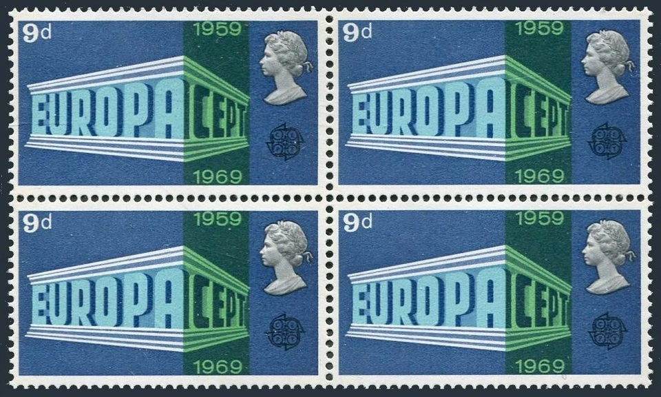 Great Britain 585 block/4,MNH.Michel 512. Europa CEPT-1969 Tenth anniversary. - Image 1 of 1
