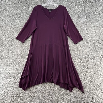 Vestido Eileen Fisher Mujer Grande Púrpura Elastizado Jersey Relajado Lagenlook Midi EE. UU. Foto 1 de 4