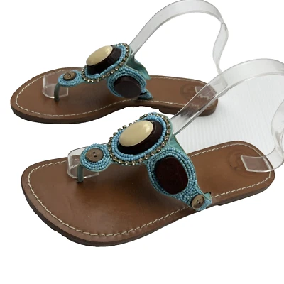 Chanclas BCBG para mujer bistró talla 8G 38 pan con joyas sandalia azul verano correa en T Foto 1 de 4