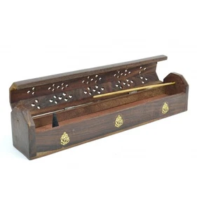 Porte-encens avec rangement / boîte en bois motif - Bild 1 von 6