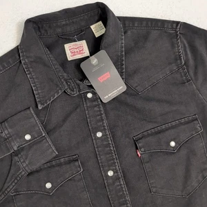 Levi's Denim Poly Blend Damen L The Ultimate Western Shirt Black Pearl Snap Up - Bild 1 von 10