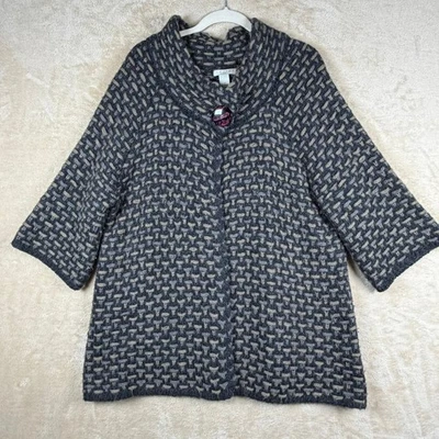 Suéter Cárdigan Tweeds Capa 1X Gris Mezcla de Lana Un Cierre a Presión Manga 3/4 Foto 1 de 4