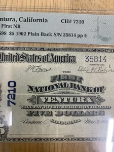 1902 $5 National VENTURA, Ca. Charter #7210 PMG VF30 epq California 949634-1 - Picture 1 of 4