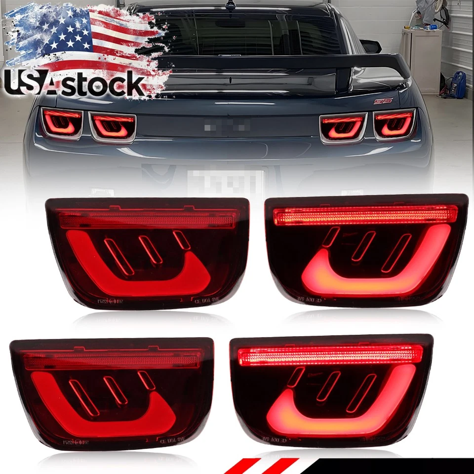 4PCS Red Lens LED Rear Tail Brake Light Lamps For 2010-2013 Chevy Camaro - Image 1 of 4