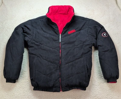Chaqueta acolchada reversible Active Georgia Bulldogs para hombre pequeña de nailon negra roja usada en excelente estado Foto 1 de 4
