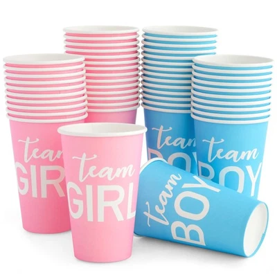 Paper Party Cups, Gender Reveal Party Supplies (12 oz, Pink and Blue, 50-Pack) - Image 1 of 4