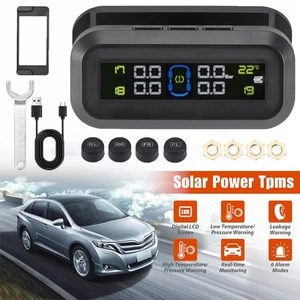LCD Wireless Solar Car Tire Pressure Monitoring System 4 External Sensors - Picture 1 of 17