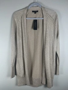 Cárdigan Suéter Pequeño Banana Republic Tostado Natural Lentejuelas Largo Mezcla de Algodón Nuevo con Etiquetas - Imagen 1 de 7