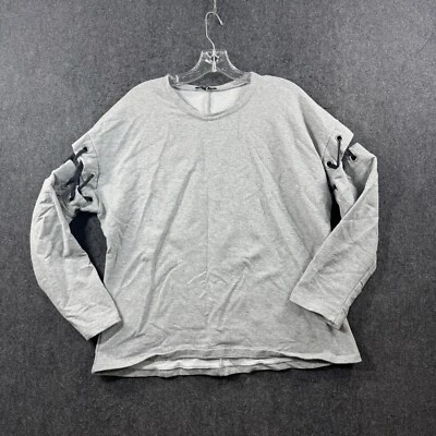 Anthropologie Drew Sweatshirt Women's Medium Gray Lace Up Oversized Relaxed - Image 1 of 4