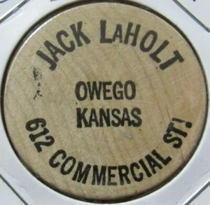 Vintage Jack LaHolt Owego, KS Wooden Nickel - Medaille Kansas - Bild 1 von 2