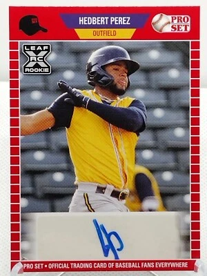 Hedbert Perez Auto RC 2021 Leaf Pro Set Baseball Milwaukee Brewers Rookie  - Image 1 of 2