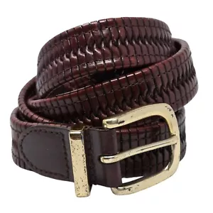 Vintage Trafalgar Belt Mens 40 Braided Leather Solid Brass Buckle Brown Durable - Picture 1 of 12