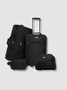 $241 TAG Ridgefield Black Nylon 4-Piece Luggage Bag Expand Carry-on Suitcase Set - Picture 1 of 10