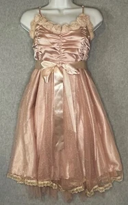 Vestido para mujer Fairy Spaghetti Strap encaje satinado rosa mediano oro melocotón rosa - Imagen 1 de 15