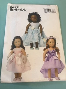 Butterick Pattern B6431 ~ 18" Doll Clothes: Party Dresses~Bag~Gloves~Headpiece - Picture 1 of 3
