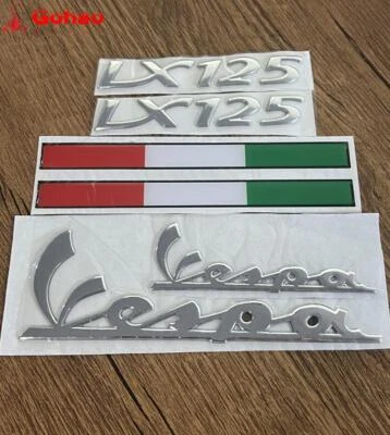 6x SILVER FAIRING BODY BADGE ITALY STICK DECAL FOR PIAGGIO VESPA LX-125 LX125 - Image 1 of 3