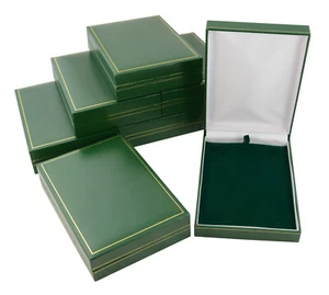 Wholesale Green Leatherette Jewellers Necklace Display Packaging Gift Boxes - Picture 1 of 5