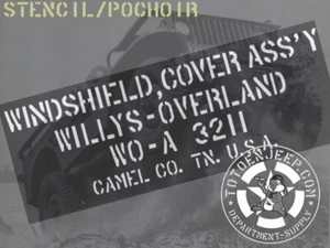 POCHOIR STENCIL MARQUAGE BACHE HOUSSE PAREBRISE . jeep willys  US - Imagen 1 de 1
