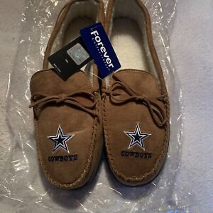 NFL Tan Moccasin Hard Rubber Sole Men's Slippers Moccasins Size XL