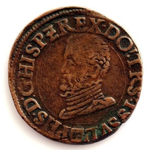 Imperio Español-Felipe II. 1 Liard de los estados 1556-1598 Flandes. Cobre 6.1 g - Imagen 1 de 2