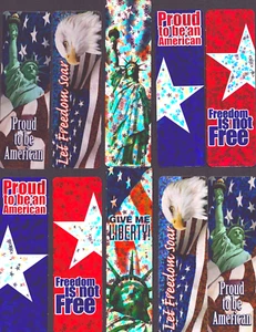 Lot of 10 Patriotic Red White Blue Bookmarks DAV Liberty Eagle Flag Junk Journal - Imagen 1 de 2