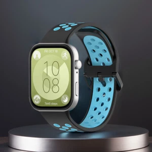 Cinturino sportivo in silicone bicolore traspirante per Huawei Watch Fit 3 (nero - Zdjęcie 1 z 6