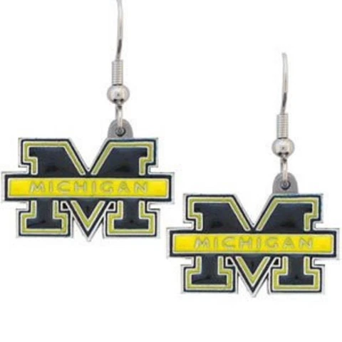 Michigan Wolverines Dangle Earrings [NEW] NCAA Fashion Ear Ring Jewelry Enamel Cover