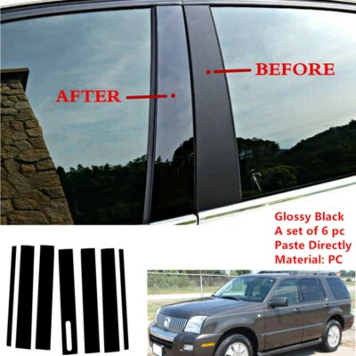Decal Cover Fit For Mercury Mountaineer 02-10 6PCS Pillar Posts Door Window Trim Foto 1 de 4