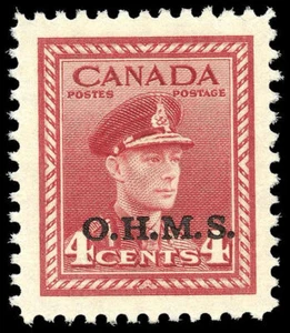Canada Stamp - O - Official #O4 - King George VI, War Issue (1949) 4¢ O.H.M.S. - Bild 1 von 1