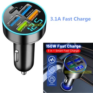 2P 4 USB Port Super Fast QC3.0+PD Car Charger Adapter for iPhone Samsung Android - Picture 1 of 9