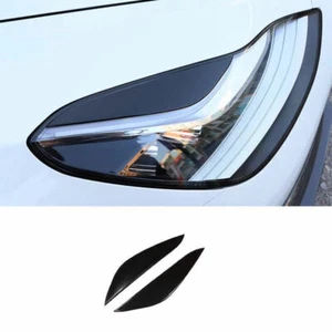 2pcs For Tesla Model 3 2017-2021 Gloss Black Front Headlight Lamp Eyebrow Trim - Imagen 1 de 7