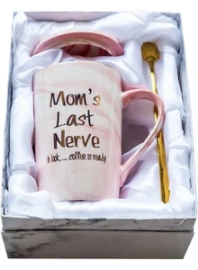Taza de café para mamá regalo del Día de la Madre Taza de café El último nervio de mamá 12,5 oz rosa - Imagen 1 de 4
