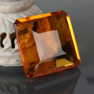 99.70 Ct. Large Yellow Citrine Square Cut Loose Gemstone Gift for Women Daughter - Picture 1 of 6