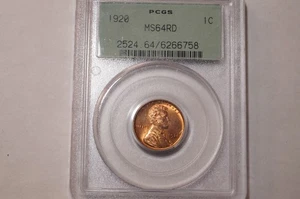 1920 LINCOLN CENT GRADED PCGS MS64RD - Picture 1 of 4
