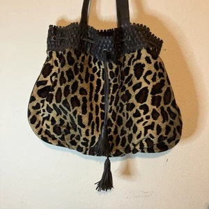 LANCOME Leopard Animal Print Shoulder Bag Tote Bag Drawstring 18x12 - Picture 1 of 7