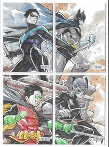 2023-24 Upper Deck DC Annual 1/1 Lipwei Chang Auto 4 Piece Sketch Puzzle Batman - Picture 1 of 2