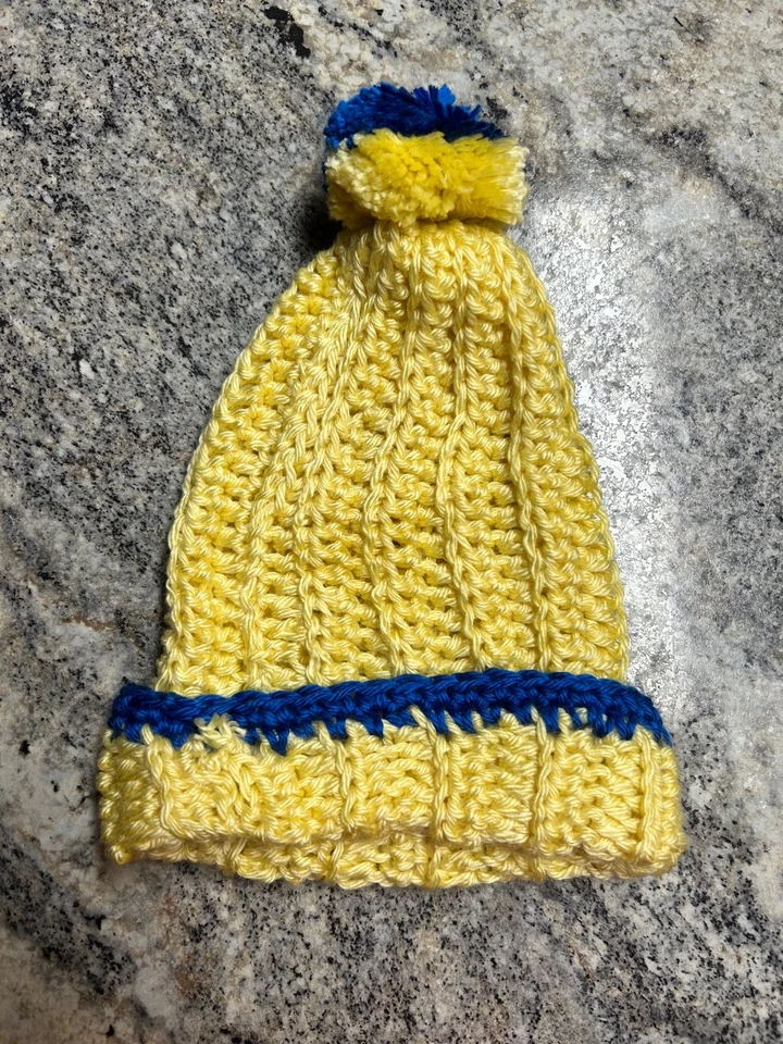 Gorro de ganchillo hecho a mano, niño/niños, amarillo y azul - ¡Envío gratuito! Foto 1 de 1
