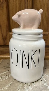 Rae Dunn OINK kleine Dose/Keksdose mit Schweineaufsatz Farm Collection NEU - Bild 1 von 11