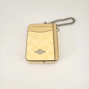 Coach CW883 Zip Card Case Signature Mini Wallet Hay - Picture 1 of 6