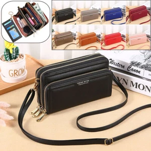 Women Cell Phone Purse Large Wallet Zip Handbag Crossbody Shoulder Strap Bag US - Picture 1 of 19