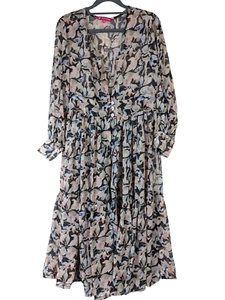 Varanga Women size M Sheer Opened Overlay Dress Bollywood Floral Flowy Romantic - Picture 1 of 13